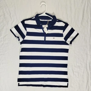 Polo Dockers Hombres XL Azul Blanco Rayas Preppy Cuello en V Piqué Calce Ajustado Náutico Nuevo con Etiquetas - Imagen 1 de 10