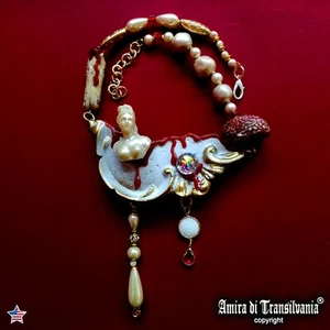 luxury jewelry necklace baroque style pendant dramatic vintage brutalist choker - Picture 1 of 24