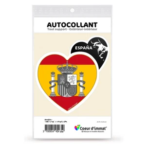 Sticker autocollant Coeur J'aime l'Espagne - Armoiries Drapées - Picture 1 of 6