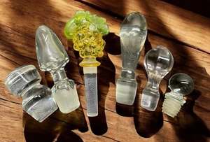 Antique Corks Liquor Decanters 1800s Rare Handmade Clear Glass Lot Wine Granny - Picture 1 of 20