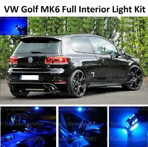 PREMIUM BLUE VW GOLF MKVI MK 6 MK6 INTERIOR FULL UPGRADE LED LIGHT BULBS KIT - Picture 1 of 1