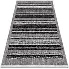 Patio Flooring Balcony Mat Hard Wearing Vinyl Carpet Rug Black stripes 100x150