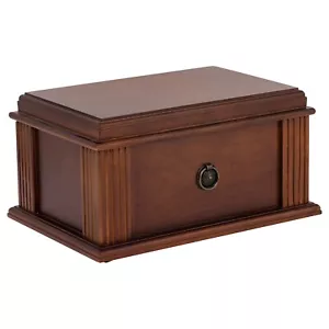 Amalfi Antique Vintage Cigar Humidor Wood Box, Spanish Cedar - 50 To 75 Cigars - Picture 1 of 7
