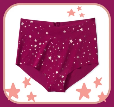 XL Berry Rose Gold STAR NOSHOW Edge Victorias Secret High Waist Midi Brief Panty - Image 1 of 4