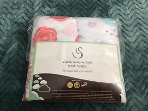 Pack n Play  Fitted Super Soft Material with  Flowers Pattern Set of 2 NIP - Picture 1 of 4