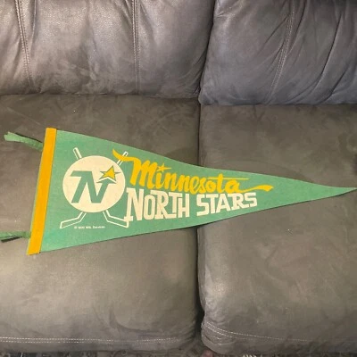 "Banderín bandera hockey 29"" vintage 1970 Minnesota North Stars NHL Services" Foto 1 de 4