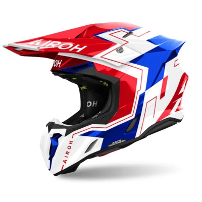 Casque Moto Cross Airoh Twist 3 DIZZY ROUGE BLEU Off Road Motard - Photo 1/3