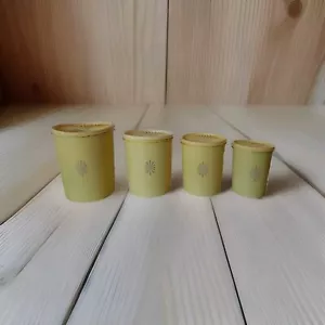 Vintage Tupperware Yellow Nesting Canister Set of 4 w/ Lids 805 807 809 811 READ - Picture 1 of 10