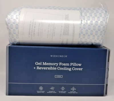 Weekender Gel Memory Foam Pillow Standard Size with Reversible Cooling Cover New - Image 1 of 4