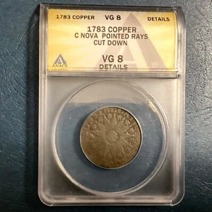 Moneta 1783 Nova Constellatio coloniale raggi appuntiti tagliati - ANACS VG 8 - Foto 1 di 4