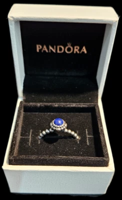 PANDORA | BIRTHDAY BLOOMS LAPIS RING 190854LP SEPTEMBER RARE 58 RETIRED 60 - Image 1 of 4