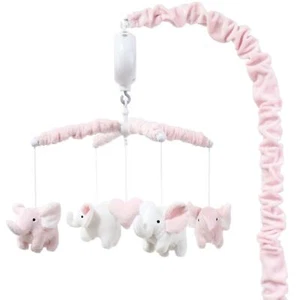 Crib Mobile Pink Elephant Musical Baby Girls Digital Music Box 12 Lullabies Song - Picture 1 of 7