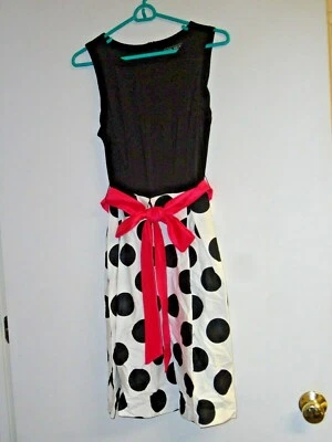 Karin Stevens black and white dress with fuchsia sash   Size 6 - Image 1 of 2
