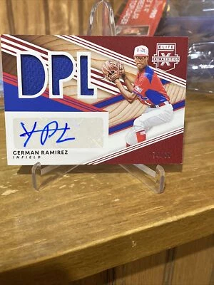 GERMAN RAMIREZ 2020 PANINI ELITE EXTRA EDITION DOMINICAN PROSPECT Patch Auto /99 - Image 1 of 3
