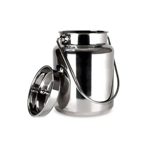 Milchkanne PREMIUM 1,5 Liter Edelstahl mit Deckel Milchkessel Rohmilch Milch - Bild 1 von 4