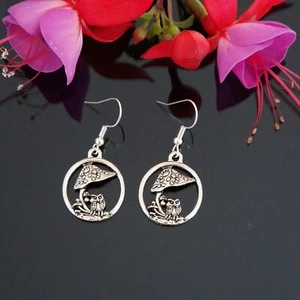 Dangle Drop Earrings Wicca Pagan Boho Symbol Goth Love Xmas Silver Plated Hooks - Picture 1 of 86