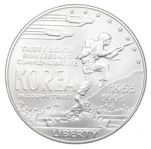 1991-D Unc Korean War Commemorative Silver Dollar $1 - Picture 1 of 3