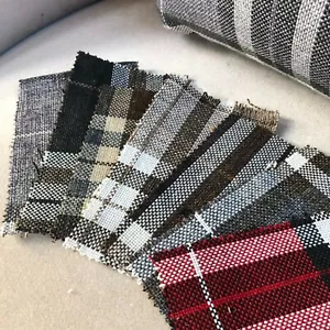 Tartan Check Durable Woven Upholstery Fabric For Curtains & Cushions Per Metre - Picture 1 of 33