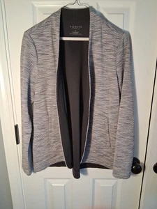 Talbots Petites Small Bl grau weiß rosa vorne offen Blazer Jacke Karriere Büro - Bild 1 von 6