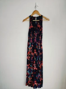 Superdry Womens Size S Dress Maxi Halterneck Summer Blue Patterened - Picture 1 of 13