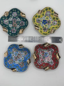 Posacenere/piatti portacenere porcellana vintage floreale dipinto a mano accenti oro -Giappone - Foto 1 di 7
