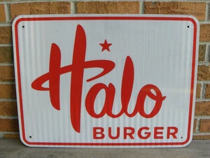 Retired Halo Burger, Highway Road Sign, Metal, 24" x 18" - Picture 1 of 6