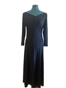 Maxi abito nero vintage Newport News - spalle scoperte manica lunga - taglia M - Foto 1 di 5