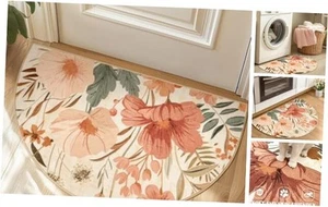 Spring Floral Area Rug Entryway Half Circle Rug Washable Modern Oriental - Picture 1 of 8