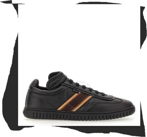Auténticas zapatillas deportivas Bally Parrel Ribbon de cuero negro de caña baja para jugador - Imagen 1 de 9