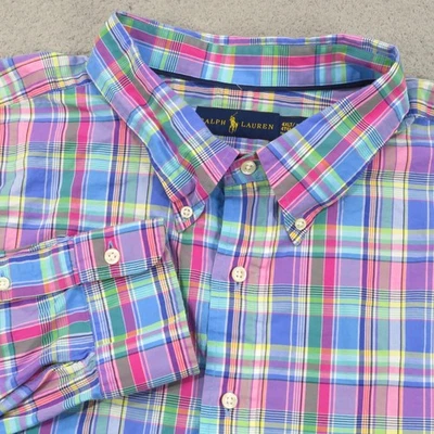 Polo Ralph Lauren Shirt 4XLT Men Plaid Lightweight Button Down Blue Pink Check - Image 1 of 4