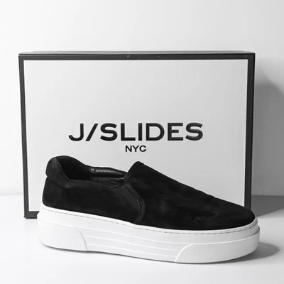 J SLIDES NYC Women's Black Silk Suede Aileen Slip On Platform Sneakers - Size 9 - Image 1 of 4