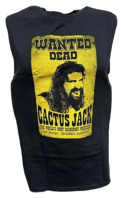 Camiseta negra sin mangas Cactus Jack Wanted Dead Mick Foley para hombre Foto 1 de 4