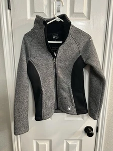 Spyder Stella Damenjacke klein anthrazit meliert Fleece gefüttert Reißverschlusstaschen neu mit Etikett - Bild 1 von 7