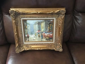 Vintage Ölgemälde auf Leinwand signiert Gemälde R.BIRCHARD Impressionismus selten - Bild 1 von 8