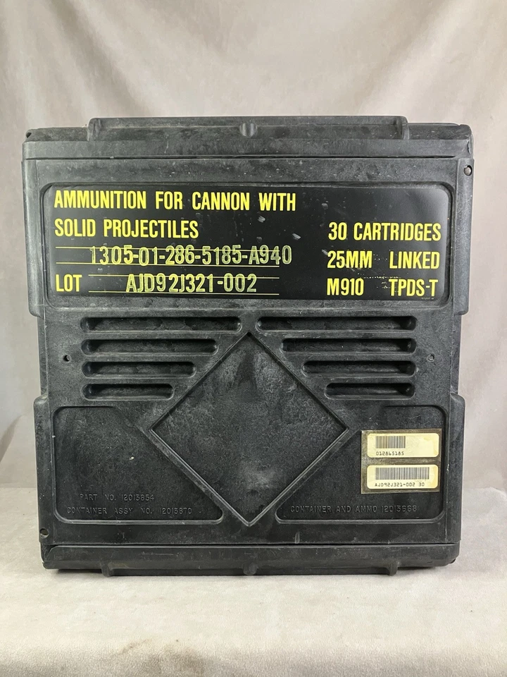 Caja de municiones M910 militar de EE. UU. diseñada para rondas vinculadas de 25 mm Foto 1 de 4