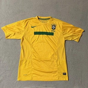 Brazil Jersey Nike Dri-Fit 2XL Soccer Shirt Yellow Green CBF Vintage 5 Stars - Picture 1 of 11