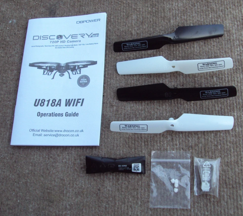 Lot of 4 DBPOWER U818A Discovery Quadcopter Propellers & Operations Guide - Image 1 of 2