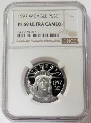 1997 W PLATINUM $50 AMERICAN EAGLE 1/2oz STATUE OF LIBERTY NGC PF 69 UC - Image 1 of 2