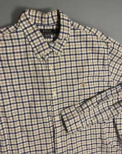 Polo Ralph Lauren’s Men’s Business Blue Grey Plaid Shirt Size 2XL - Picture 1 of 5