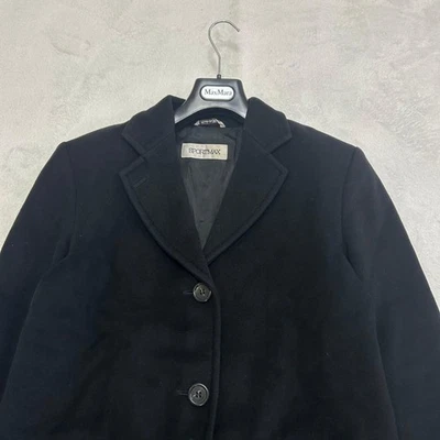 Max Mara Sports Angora Wool Long Coat Black 38 Excellent Condition - Image 1 of 4
