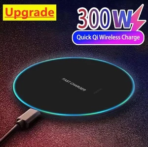 300W Qi Wireless Charger Pad iPhone 16 15 Samsung Xiaomi Fast Charging + TYPE C - Picture 1 of 8