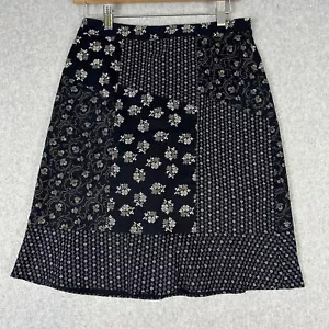 Ann Taylor LOFT gonna donna 2 nero beige patchwork svasata fata anni 90 Y2K boho - Foto 1 di 8