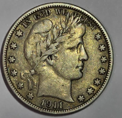 Raw 1911-S Barber 50C Uncertified Ungraded Weak Mint Mark - Image 1 of 2