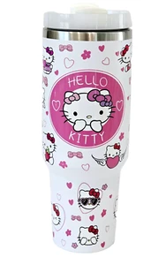 Hello Kitty Pink Stainless Steel Tumbler With Handle And Straw Hot & Cold 40 Oz - Picture 1 of 24