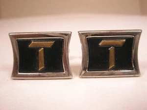 T Monogram Initial Initial Letter Vintage HICKOK Cuff Links travis tony ted trip - Picture 1 of 8