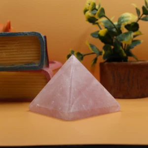 Pink Rose Quartz Crystals Pyramid ~ EMF Protection Wealth Pyramids - Picture 1 of 5