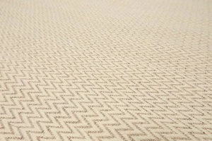 Handmade Harringbone pattern 100% Wool Flatweave designer area rug Beige - Picture 1 of 6