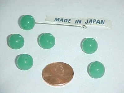 24 ВИНТАЖНЫЕ ЯПОНСКИЕ КРУГЛЫЕ БУСИНЫ ИЗ НЕФРИТОВОГО СТЕКЛА 1/2 L716 - Изображение 1 из 3