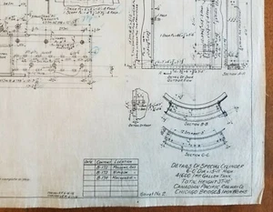 1916 Blueprint CP Railway Chicago Train Bridge & Iron 20.5 X 14"  R2b - Picture 1 of 2