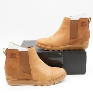 Sorel Evie II Caramel Suede Leather Chelsea Ankle Boots Womens Size 10 EUR 41 - Picture 1 of 9